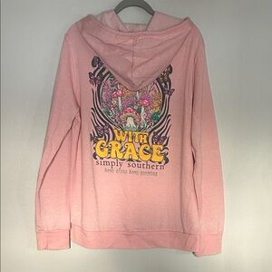 Simply Southern Light Pink Graphic Hoodie Sweater size XL